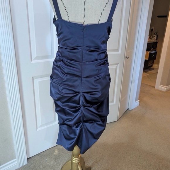 Xscape Navy Ruched Midi Dress - Picture 3 of 5